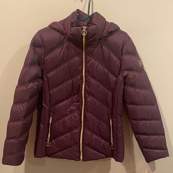 Michael Kors Jackets & Blazers - NEW Michael Kors Quilted Hooded Puffer Jacket - EGGPLANT